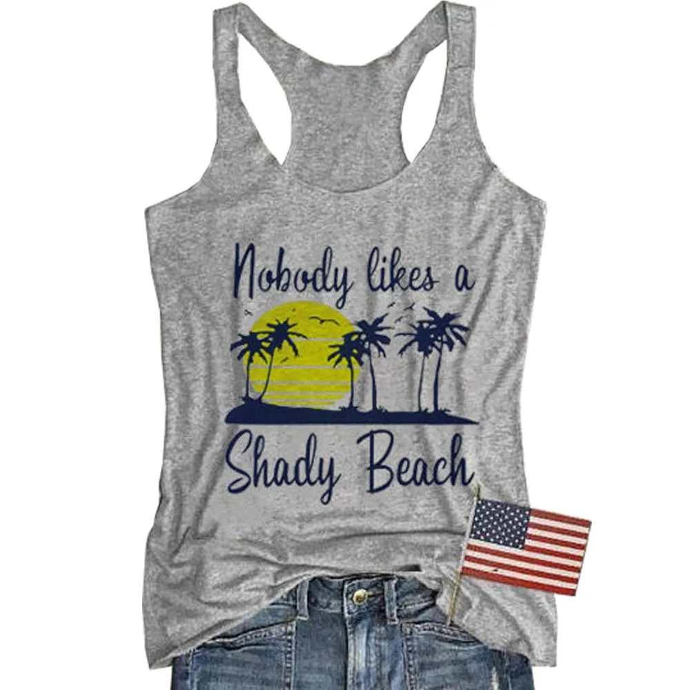 Nobody Likes A Shady Beach Letter Printed Tank Top Women Hawaii Graphic Tees Casual Racerback Sleeveless Summer T-shirts
Nobody Likes A Shady Beach Letter Printed Tank Top Women Hawaii Graphic Tees Casual Racerback Sleeveless Summer T-shirts