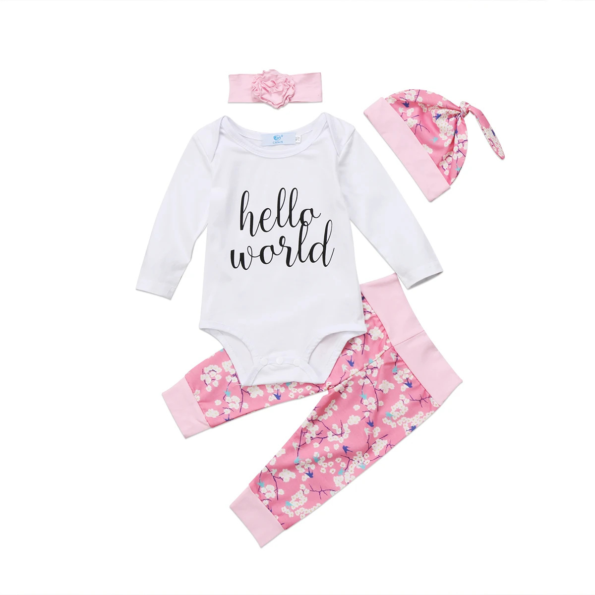 2018 Fashion Cute Hello World Newborn Baby Girls Outfit Long Sleeve Romper+Pants Headband Hat Trousers 4pcs Set
2018 Fashion Cute Hello World Newborn Baby Girls Outfit Long Sleeve Romper+Pants Headband Hat Trousers 4pcs Set