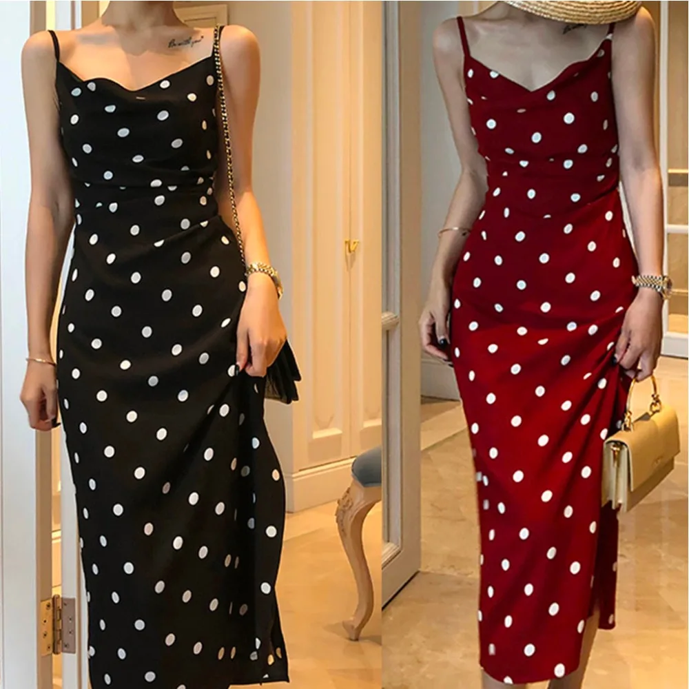 French Retro Dot Party Dress Sexy Women Off Shoulder Red Long Dress Sleeveless Bottoming Sling Summer Beach Maxi Dress Vestidos
French Retro Dot Party Dress Sexy Women Off Shoulder Red Long Dress Sleeveless Bottoming Sling Summer Beach Maxi Dress Vestidos