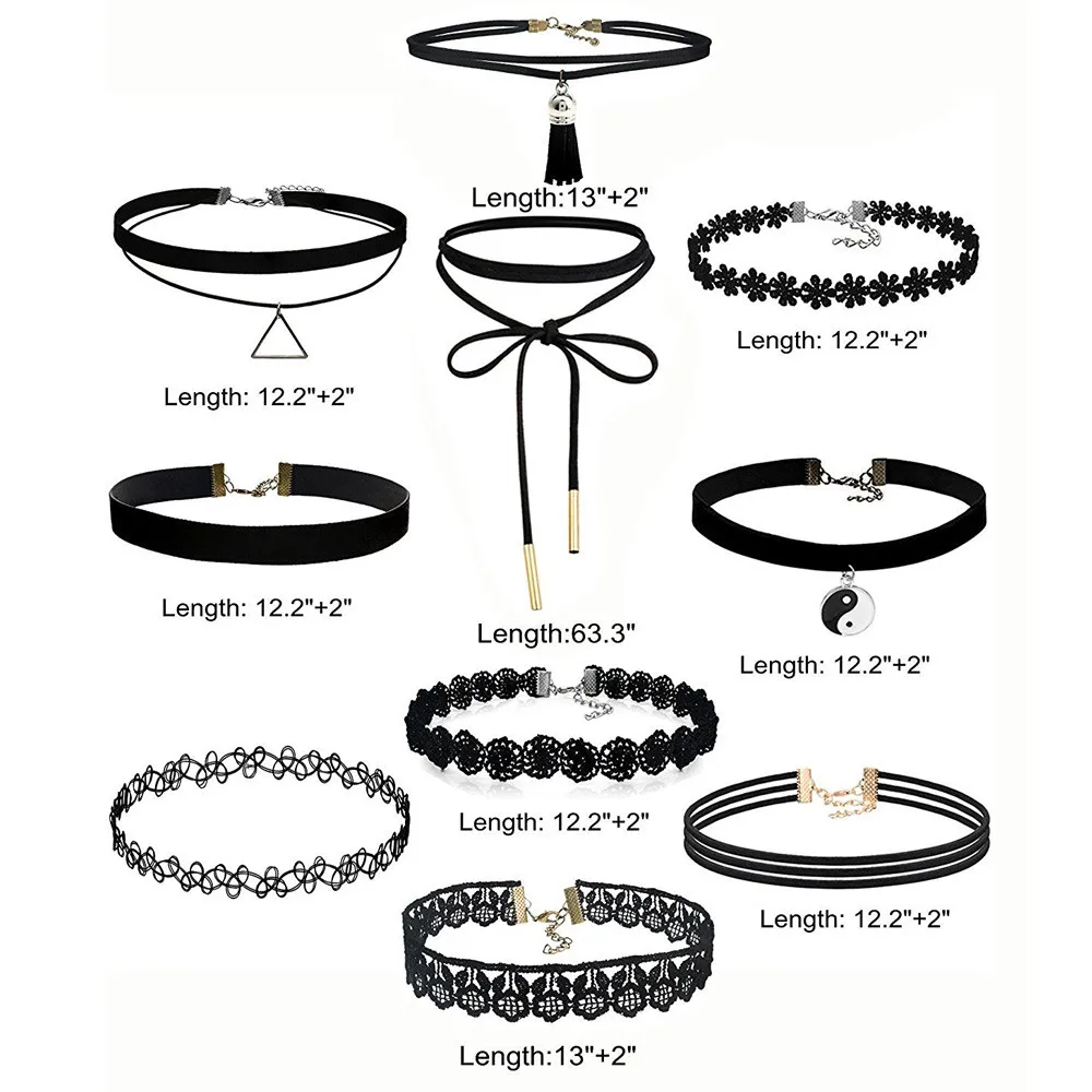 Jewelry Sets Gussy Life 10 Pieces Choker Necklace Set Stretch Velvet Classic Gothic Tattoo Lace Choker Dec1
Jewelry Sets Gussy Life 10 Pieces Choker Necklace Set Stretch Velvet Classic Gothic Tattoo Lace Choker Dec1