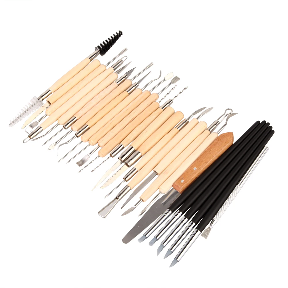 27pcs Top Quality Silicone Rubber Shaper Pottery Clay Sculpture Carving Fimo Modeling Tool Set Multifunctional