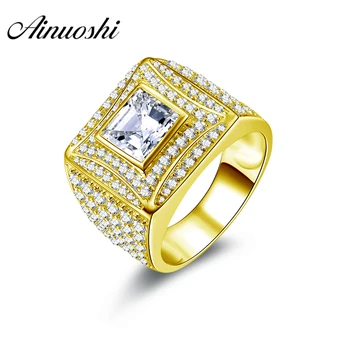 AINUOSHI Luxury Gold Unique Square Halo Ring 14K Solid Yellow Gold Square Cut Sona Diamond Wide Band Engagement Ring For Men
AINUOSHI Luxury Gold Unique Square Halo Ring 14K Solid Yellow Gold Square Cut Sona Diamond Wide Band Engagement Ring For Men
