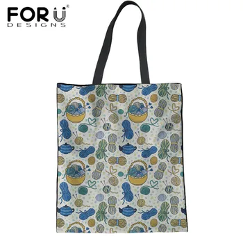 FORUDESIGNS Cartoon Knitting Yarn Printed Women Eco-friendly Shoulder Bags Reusable Summer Beach Bags Students Girls Cotton Bags
FORUDESIGNS Cartoon Knitting Yarn Printed Women Eco-friendly Shoulder Bags Reusable Summer Beach Bags Students Girls Cotton Bags