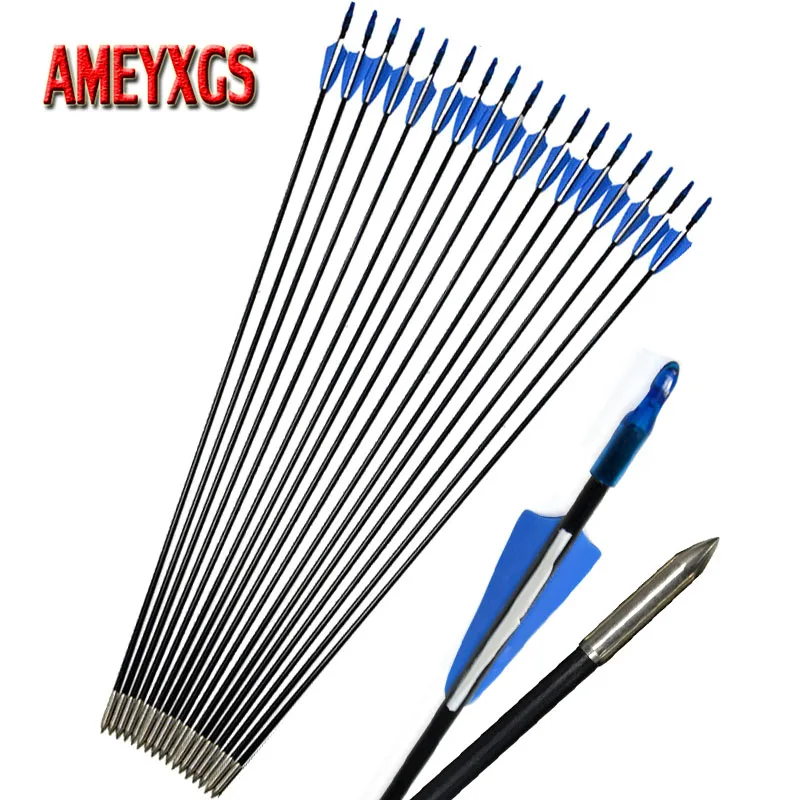 

9/12pcs Archery Fiberglass Arrow Compound/Recurve Bow Shooting Practice Composite Fiberglass Arrows For Hunting Accessories