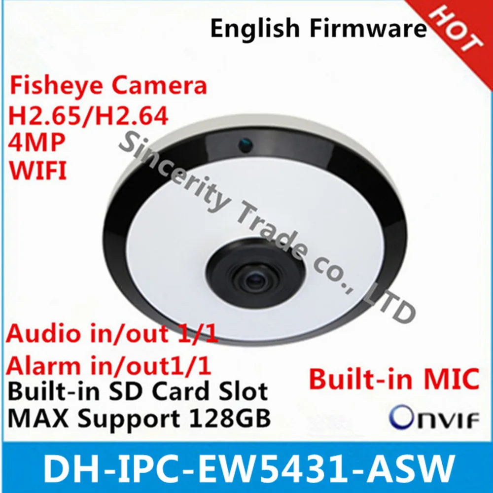 DH IPC-EW4431-ASW 4MP Panorama POE WIFI 180 Fisheye IP Camera built-in MIC & SD Card Slot & Audio Alarm Interface With Logo
DH IPC-EW4431-ASW 4MP Panorama POE WIFI 180 Fisheye IP Camera built-in MIC & SD Card Slot & Audio Alarm Interface With Logo