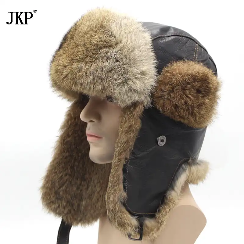 mens leather and fur hats