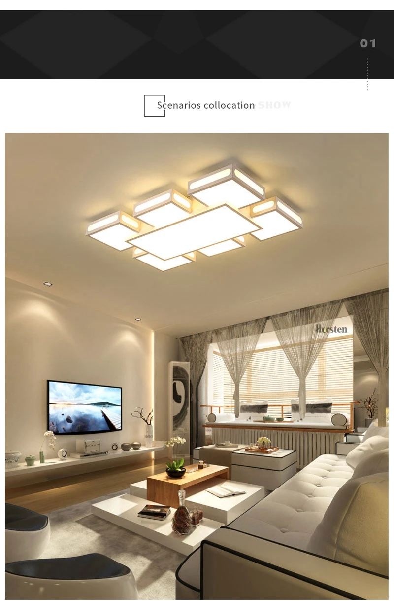 Modern Simple Acrylic LED Ceiling Lights Minimalist Rectangular Ceiling Chandelier Lights Lamp For Living Room Bedroom 220V (2)