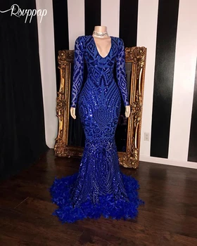New Arrival Long Sleeve Prom Dresses 2020 Elegant Mermaid V-neck Royal Blue Sequin African Black Girl Feather Long Prom Dress
New Arrival Long Sleeve Prom Dresses 2020 Elegant Mermaid V-neck Royal Blue Sequin African Black Girl Feather Long Prom Dress
