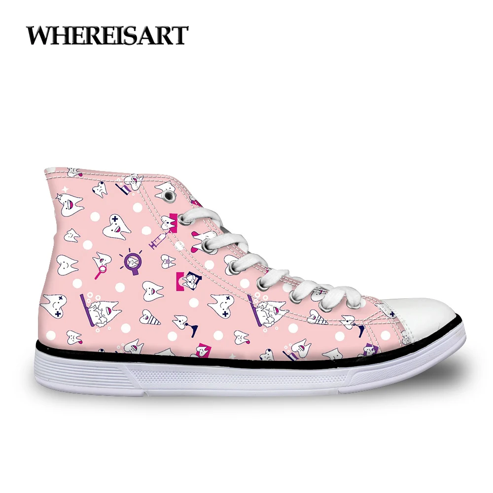WHEREISART Vintage Cute Dentist Cartoon Vulcanized Shoes for Ladies Casual Women High Top Canvas Shoes Female Lace up Flats
WHEREISART Vintage Cute Dentist Cartoon Vulcanized Shoes for Ladies Casual Women High Top Canvas Shoes Female Lace up Flats
