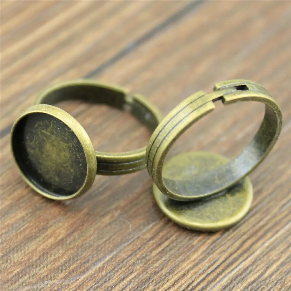 5pcs 4 Colors Fit 12mm Round Glass Cabochon High Quality Copper Material Adjustable Ring Settings Base/Blank Bezels | Украшения и