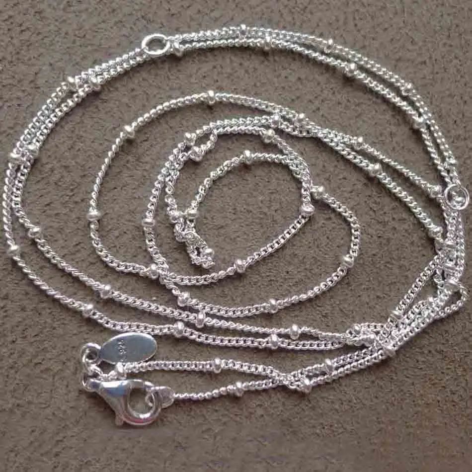 New 925 Sterling Silver Necklace Vintage Silver Beaded Chain Basic Necklace For Women Wedding Gift Pandora DIY Jewelry
New 925 Sterling Silver Necklace Vintage Silver Beaded Chain Basic Necklace For Women Wedding Gift Pandora DIY Jewelry