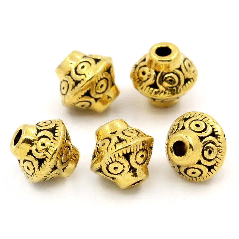 DoreenBeads цинковый металлический телефон двухконусный Золотой тональный узор цвет