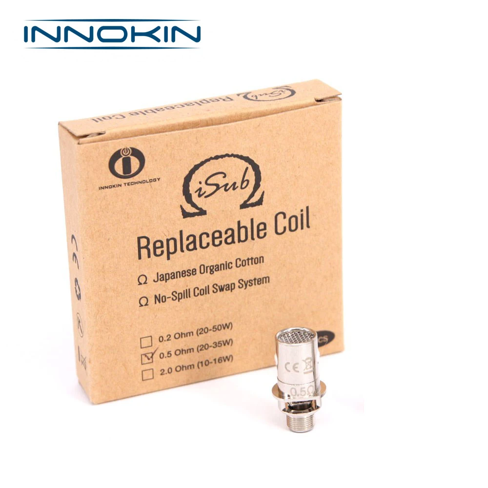 5pcs/pack Original Innokin iSub Coil 0.2/0.5/1.0/2.0ohm iSub Replacement Coil Head E Cigarette Atomizer for iSub Tank
5pcs/pack Original Innokin iSub Coil 0.2/0.5/1.0/2.0ohm iSub Replacement Coil Head E Cigarette Atomizer for iSub Tank