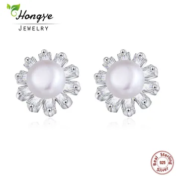 Hongye 100% Genuine 925 Sterling Sliver AAA Zircon Round Nature Freshwater Pearl Stud Earrings Flower Brincos Jewelry for Women
Hongye 100% Genuine 925 Sterling Sliver AAA Zircon Round Nature Freshwater Pearl Stud Earrings Flower Brincos Jewelry for Women