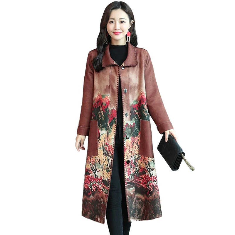 Chamois Suede Trench Coat Women 2019 Autumn Winter Printed Windbreaker Long Coat Female Fashion Single-breasted Trench Coat 2407
Chamois Suede Trench Coat Women 2019 Autumn Winter Printed Windbreaker Long Coat Female Fashion Single-breasted Trench Coat 2407
