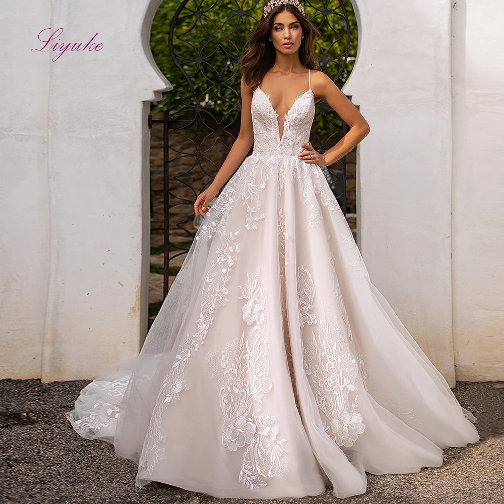 Liyuke 2019 Married Wedding Dress Ball Gown Lace Flower Appliques Lace Up Backless Spaghetti Straps Customized
Liyuke 2019 Married Wedding Dress Ball Gown Lace Flower Appliques Lace Up Backless Spaghetti Straps Customized