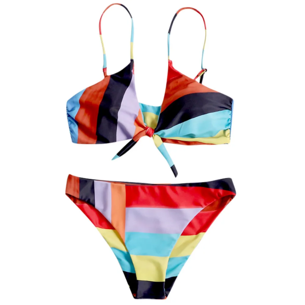 Swimsuit Women Multicolor Bow Triangle Sling Rainbow Fashion Breathable Low Waist Deep-V-Neck Sexy Bandage Sweemsuit #OX
Swimsuit Women Multicolor Bow Triangle Sling Rainbow Fashion Breathable Low Waist Deep-V-Neck Sexy Bandage Sweemsuit #OX