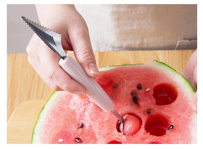 2018 New double head carving tools fruit dig ball spoon DIY creative fruit carving knife Melon Scoops Ballers Kitchen gadgets (10)
