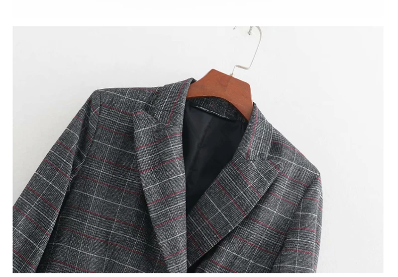 2018 Spring And Summer Women Suit New European Fashion Medium And Long Slim Fit Plaid Casual Blazer Small Suit For Women D8A159 (7)