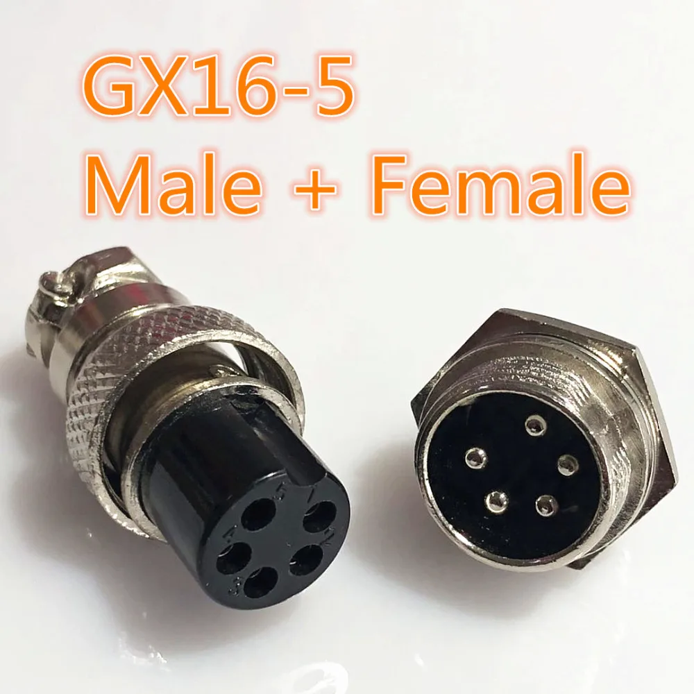 

1set GX16 5 Pin Male & Female Diameter 16mm Wire Panel Connector L73 GX16 Circular Connector Aviation Socket Plug Free Shipping