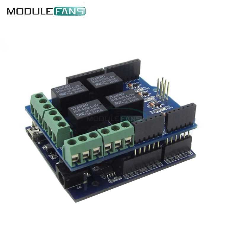 Relay Shield Interface 4 Four Channel Module For Arduino Signal Control Power Expansion Drive Board Red Indicator DC 3.3V 5V
Relay Shield Interface 4 Four Channel Module For Arduino Signal Control Power Expansion Drive Board Red Indicator DC 3.3V 5V