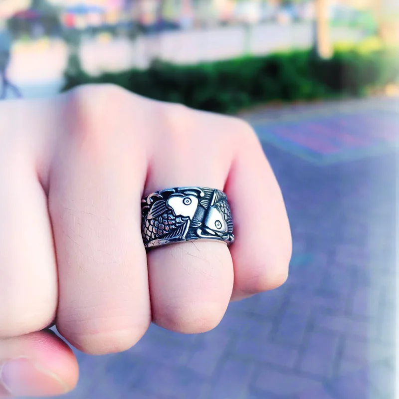 steel soldier Embossed fish ring stainless steel vintage animal jewelry new arrivals as gift bring luck
steel soldier Embossed fish ring stainless steel vintage animal jewelry new arrivals as gift bring luck