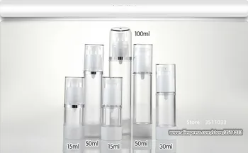 

10PCS 20PCS Airless Pump Bottle Airless Plastic Vacuum Eye Cream Lotion Airless Toiletries Bottle Silver White 15ml 30ml 50ml