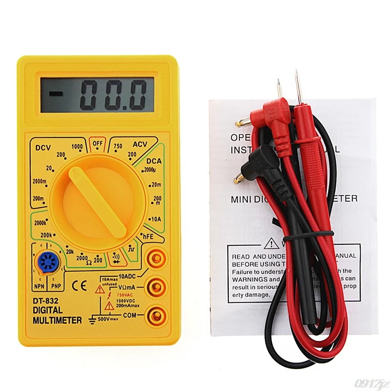 Digital Multimeter LCD DC AC Voltmeter Ammeter Ohm Professional DT832 Ttransistor Tester Tools New LS'D Tool
Digital Multimeter LCD DC AC Voltmeter Ammeter Ohm Professional DT832 Ttransistor Tester Tools New LS'D Tool