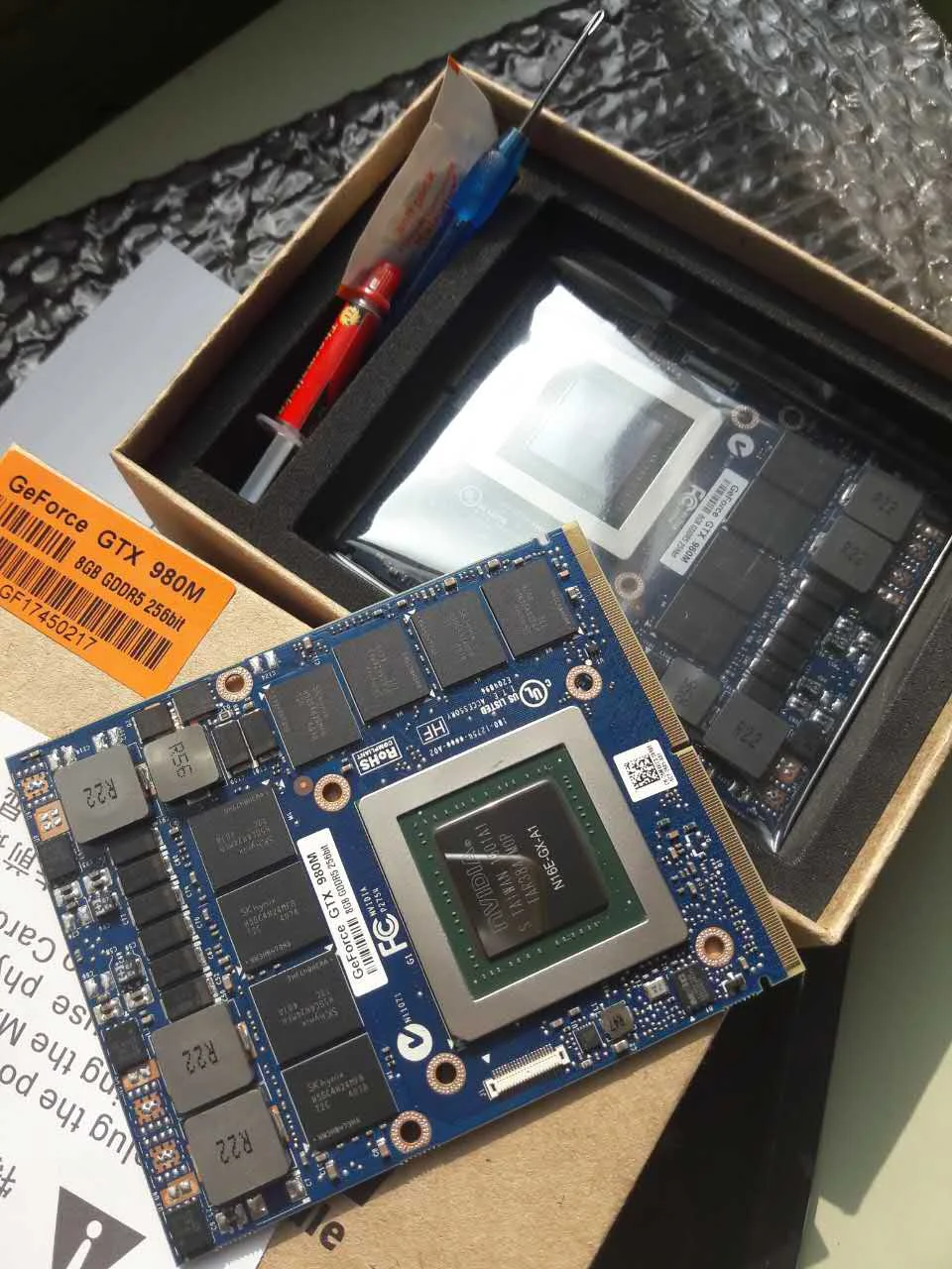 Оригинальная графическая карта GTX980M фотографическая памяти 8 ГБ GDDR5 для Alienware Clevo