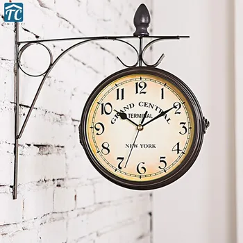 Antique Wall Clock Decorative Metal Frame Hanging European-style Living Room Double Sided Clocks Garden Retro Vintage Watch 
Antique Wall Clock Decorative Metal Frame Hanging European-style Living Room Double Sided Clocks Garden Retro Vintage Watch