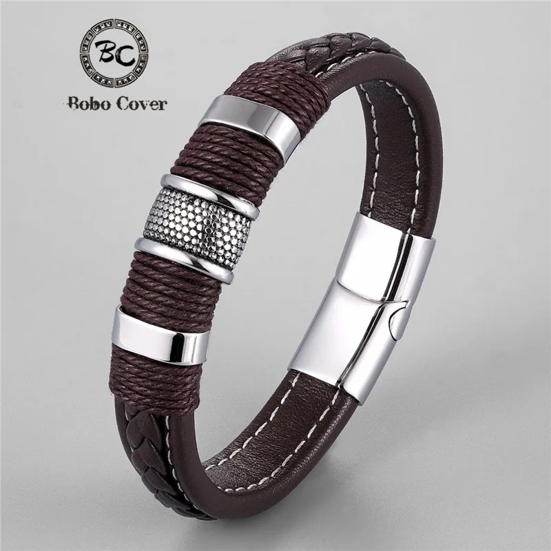Fashion Black/Brown Braid Rope Genuine Leather Bracelet Stainless Steel Wrap Charm Bracelet Men Women Punk Luxury Jewelry homme
Fashion Black/Brown Braid Rope Genuine Leather Bracelet Stainless Steel Wrap Charm Bracelet Men Women Punk Luxury Jewelry homme