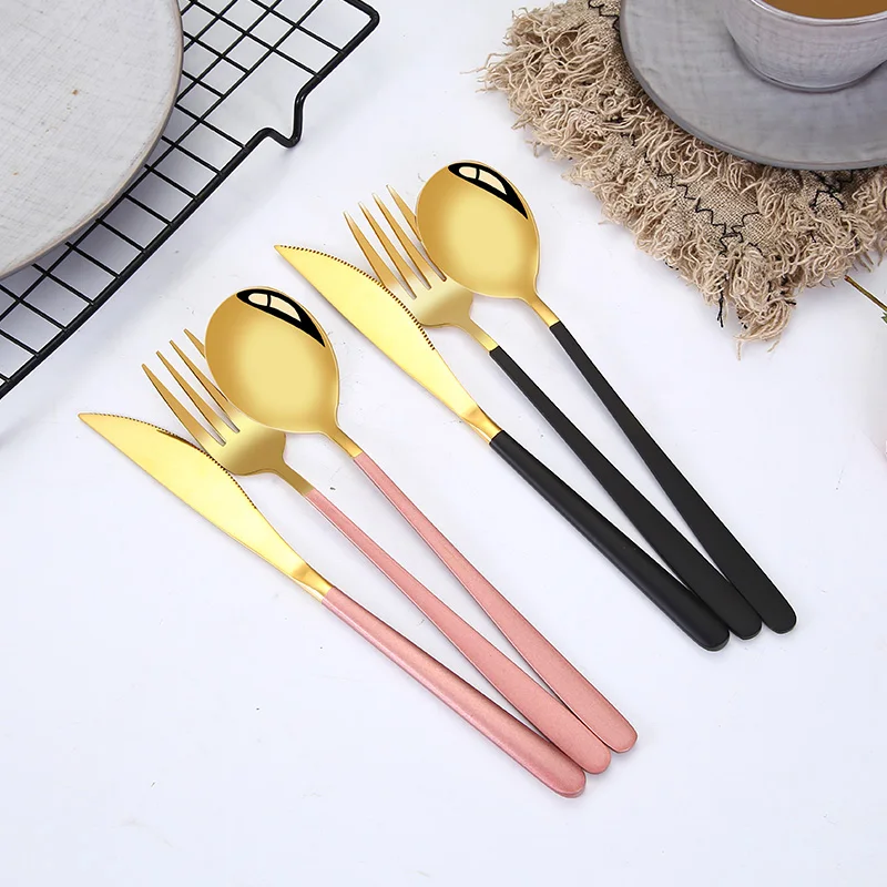Dinner Set Cutlery Knives Forks Spoons Wester Kitchen Dinnerware Stainless Steel Home Party Tableware Sets
Dinner Set Cutlery Knives Forks Spoons Wester Kitchen Dinnerware Stainless Steel Home Party Tableware Sets