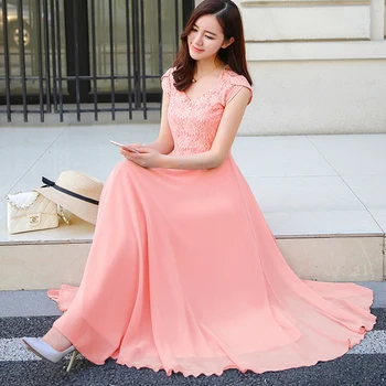 2020 New Spring Summer Fashion Ladies Body Repair And Stitching Chiffon Long Women Dress Office Lady V-neck Short Sleeve or pink
2020 New Spring Summer Fashion Ladies Body Repair And Stitching Chiffon Long Women Dress Office Lady V-neck Short Sleeve or pink