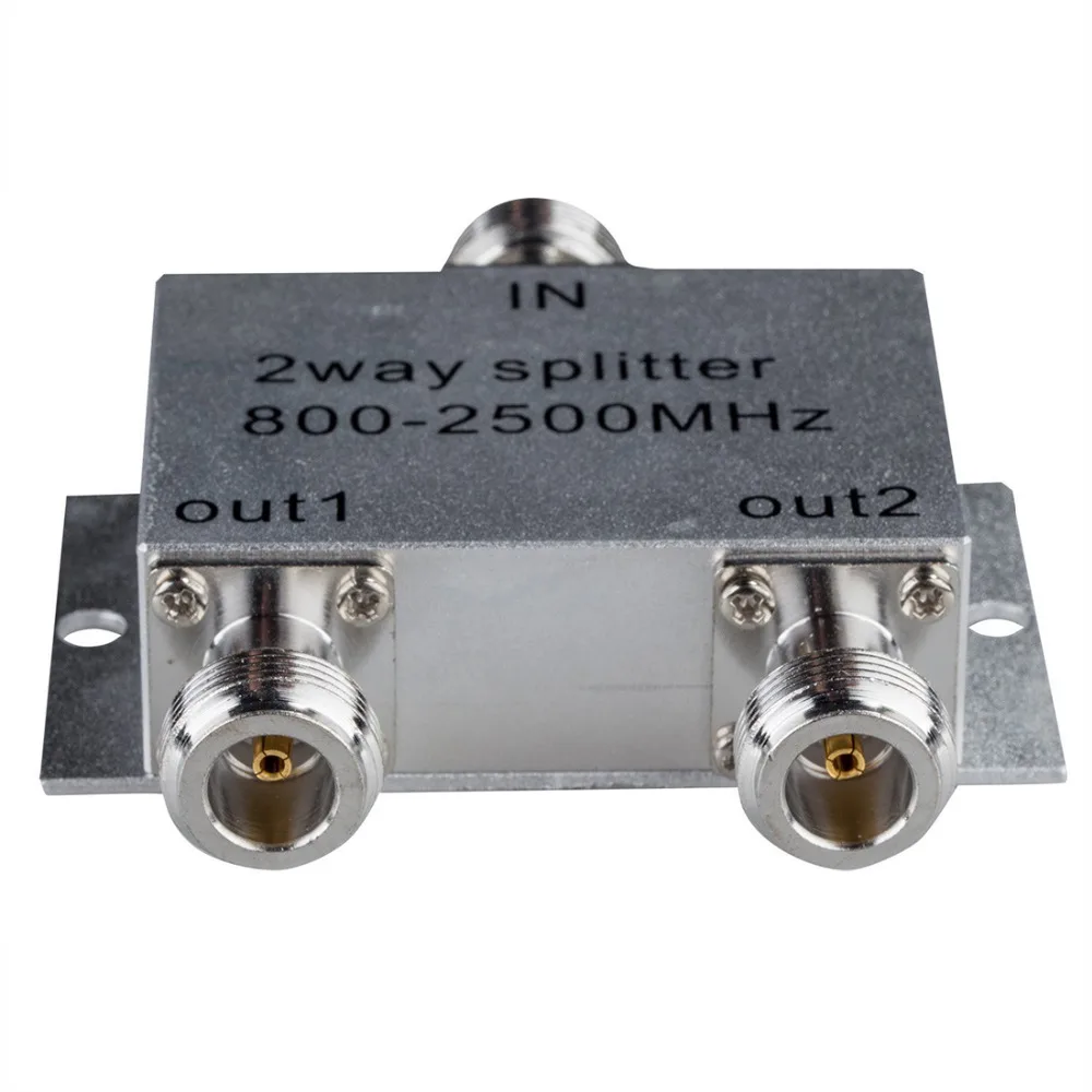 2 Way Power Splitter 800-2500MHz Signal Divider with N Female Connector for Mobile Cell Phone Signal Booster Amplifier
2 Way Power Splitter 800-2500MHz Signal Divider with N Female Connector for Mobile Cell Phone Signal Booster Amplifier