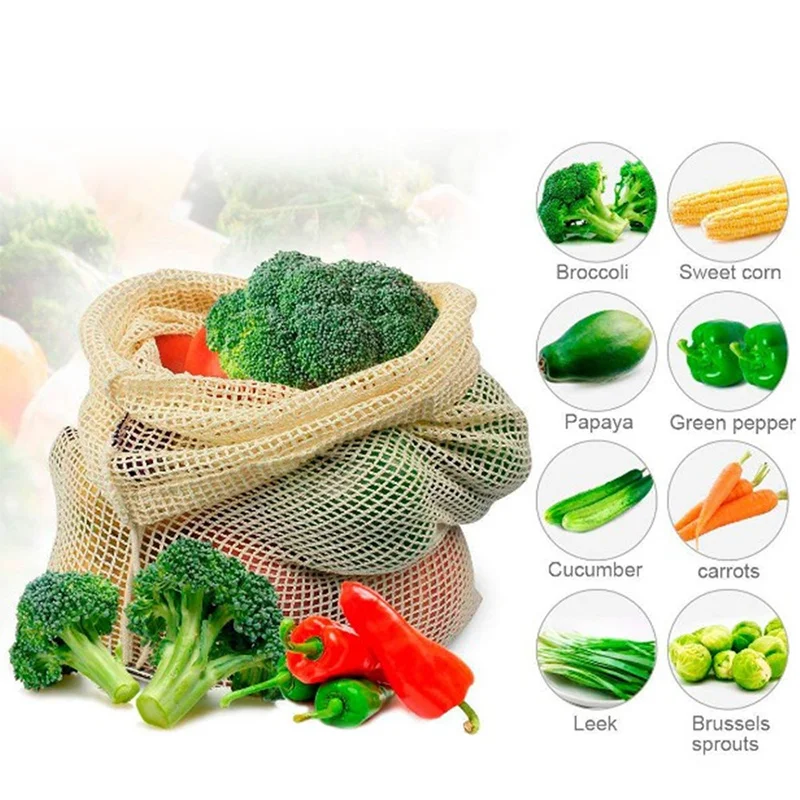 3 Size 1PC Reusable Cotton Vegetable Bags Home Kitchen Fruit And Vegetable Storage Mesh Bags With Drawstring Machine Washable
3 Size 1PC Reusable Cotton Vegetable Bags Home Kitchen Fruit And Vegetable Storage Mesh Bags With Drawstring Machine Washable