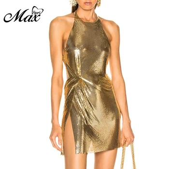 Max Spri 2019 Vestidos Women Sexy Gold Halter O Neck Backless Slit Bodycon Mini Dress Party Club Sleeveless Summer Dress Hot
Max Spri 2019 Vestidos Women Sexy Gold Halter O Neck Backless Slit Bodycon Mini Dress Party Club Sleeveless Summer Dress Hot