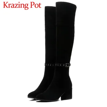 Black color european station plus size round toe high thick heels natural leather zipper thigh high boots new fashion shoes L84
Black color european station plus size round toe high thick heels natural leather zipper thigh high boots new fashion shoes L84