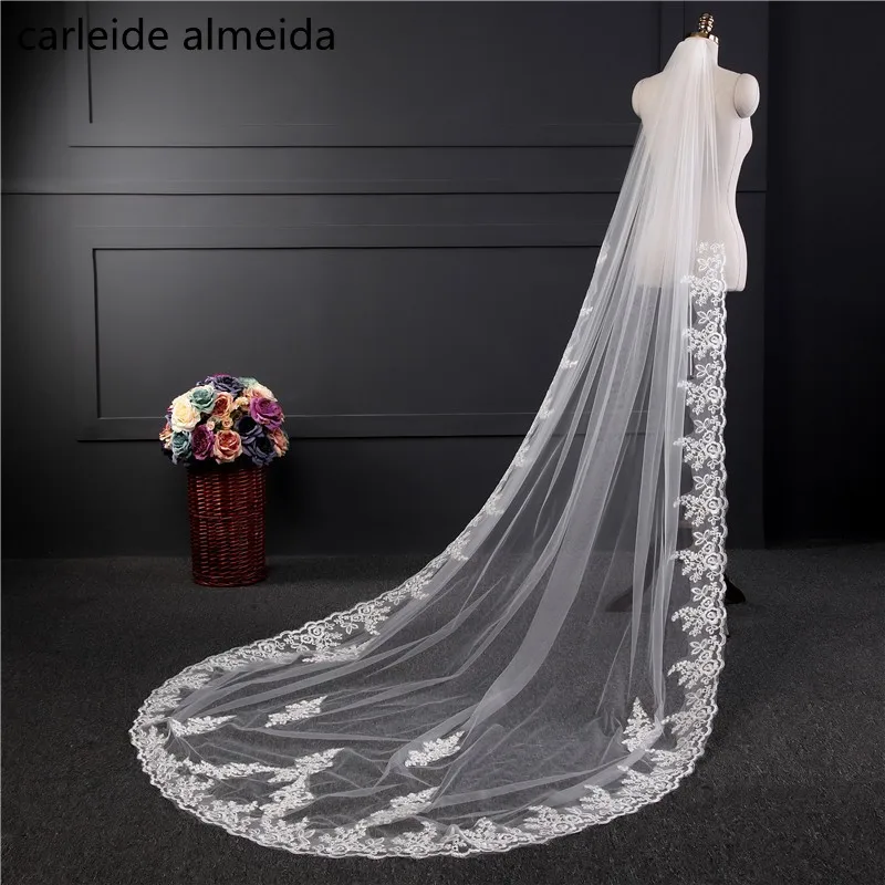 3M length Wedding Veil Lace Appliques Voile de Mariee Swiss Tulle Cheap Velo de Novia Schleier
3M length Wedding Veil Lace Appliques Voile de Mariee Swiss Tulle Cheap Velo de Novia Schleier