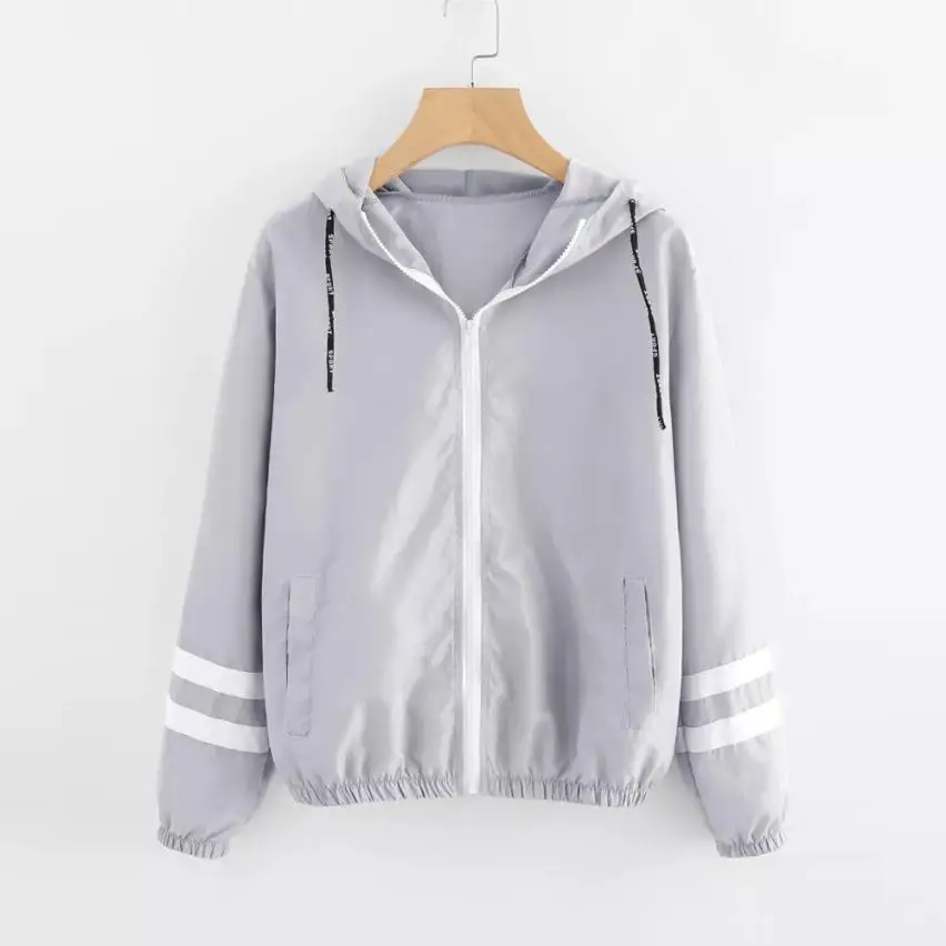 FeiTong Autumn Women Contrast Ribbons Trim Zip Up Hooded Jacket Striped Patched Sleeve Girl Coat Outwear Windbreaker Jacket
FeiTong Autumn Women Contrast Ribbons Trim Zip Up Hooded Jacket Striped Patched Sleeve Girl Coat Outwear Windbreaker Jacket
