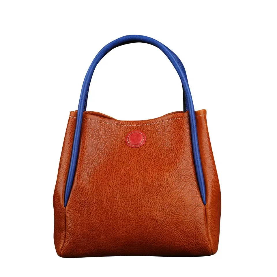 Vintage Color-mixing Designer Soft Cow Skin Women's Small Totes Bag Lady Purse Genuine Leather Female Top-handle Handbag
Vintage Color-mixing Designer Soft Cow Skin Women's Small Totes Bag Lady Purse Genuine Leather Female Top-handle Handbag