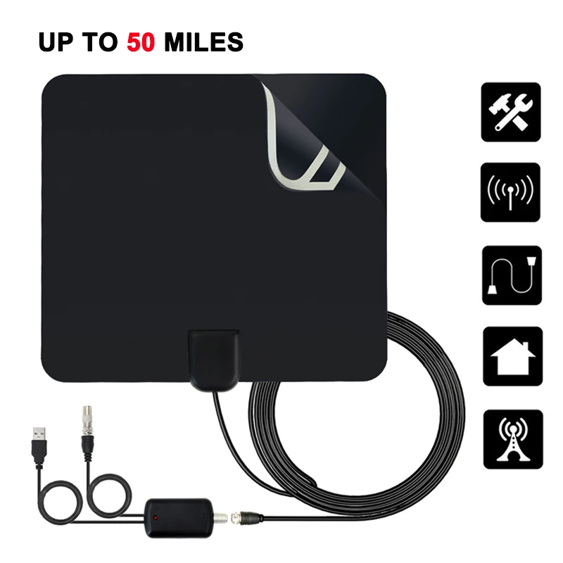 Indoor TV Antenna Digital HDTV Antenna 1080P with 50 Miles Range Amplifier Indoor Flat antena tv For DVB-T DVB-T2 Sat Receiver
Indoor TV Antenna Digital HDTV Antenna 1080P with 50 Miles Range Amplifier Indoor Flat antena tv For DVB-T DVB-T2 Sat Receiver