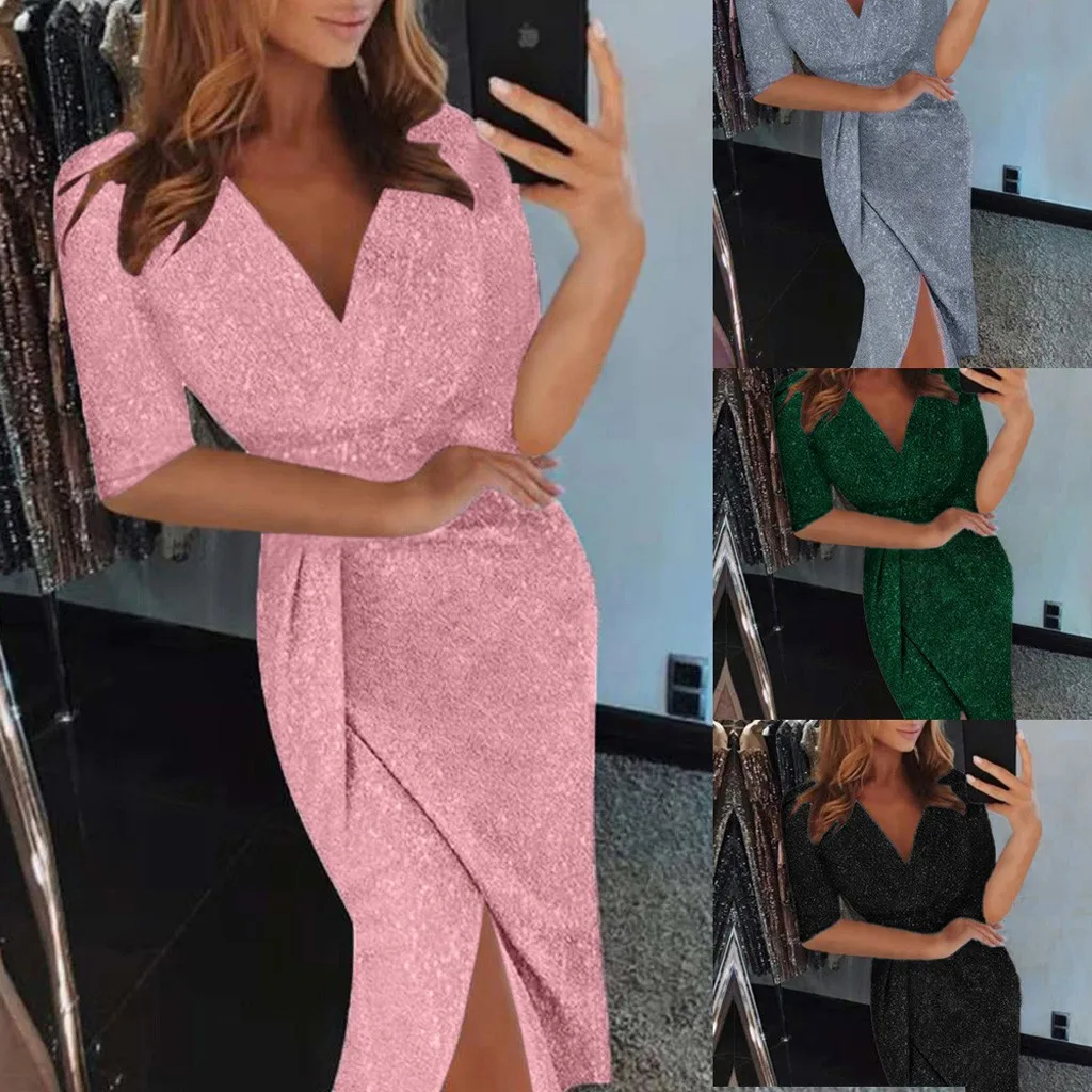 Vestidos 2019 Women's Dresses Spring Summer Dress Women Deep V Sequins Wrap Ruched Half Sleeve Nightclub Dress Party Dresses
Vestidos 2019 Women's Dresses Spring Summer Dress Women Deep V Sequins Wrap Ruched Half Sleeve Nightclub Dress Party Dresses