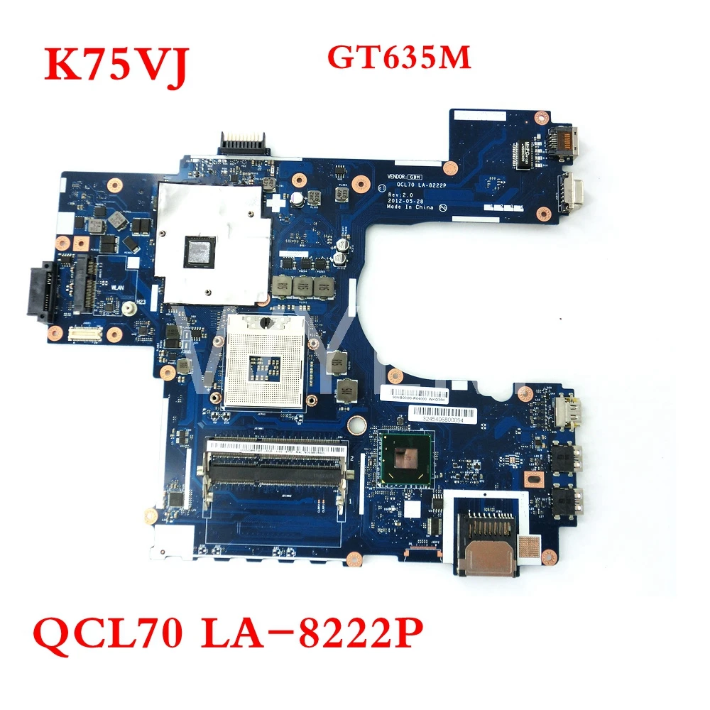 K75VJ QCL70 LA-8222P GT635M N13P-GLR-A1 mainboard For ASUS A75V A75VM K75V K75VJ K75VM R700VJ laptop motherboard Tested Working
K75VJ QCL70 LA-8222P GT635M N13P-GLR-A1 mainboard For ASUS A75V A75VM K75V K75VJ K75VM R700VJ laptop motherboard Tested Working