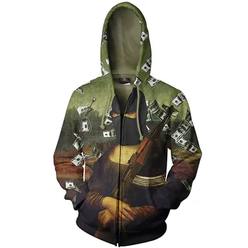 Cloudstyle 2020 Men 3D Hoodies Zip Up Longsleeve Crewneck Monalisa WIth Gun Funny Print Harajuku Streetwear Thin Hooded Jacket
Cloudstyle 2020 Men 3D Hoodies Zip Up Longsleeve Crewneck Monalisa WIth Gun Funny Print Harajuku Streetwear Thin Hooded Jacket