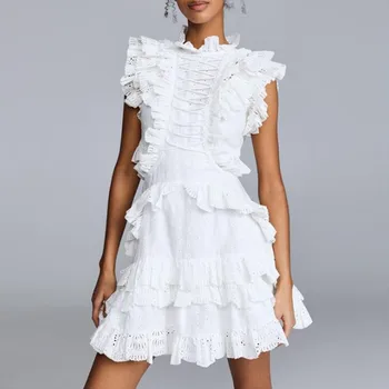2020 High Quality Runway Dress Luxury Designer Summer Ladies European Design White Lace Bandage Dress Multilayer Ruffles Dress
2020 High Quality Runway Dress Luxury Designer Summer Ladies European Design White Lace Bandage Dress Multilayer Ruffles Dress