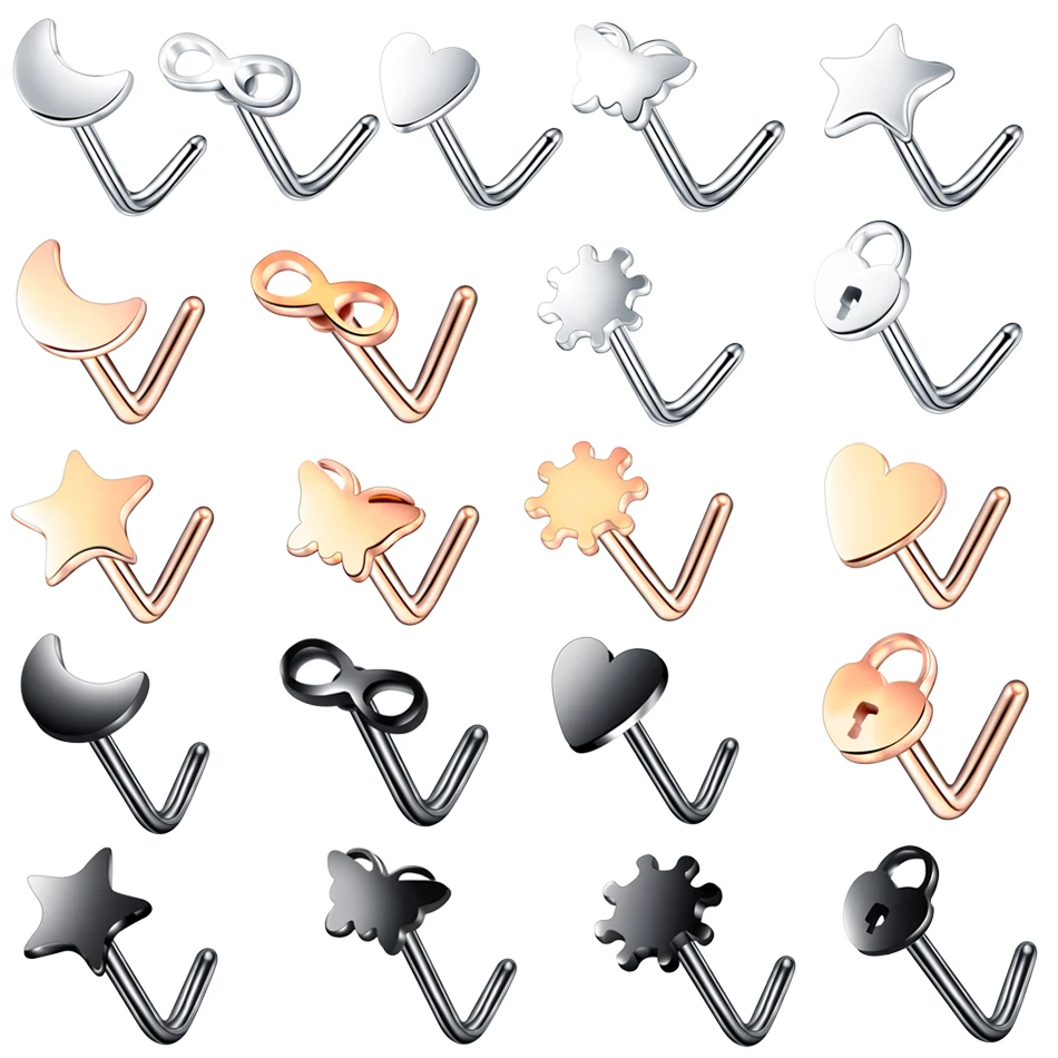 1PC Steel Thin Nose Stud Piercings L Shape Nose Ring Nostril Earring Stud Prong Set Nose Bone Piercing Bar Ring Body Jewelry 20G
1PC Steel Thin Nose Stud Piercings L Shape Nose Ring Nostril Earring Stud Prong Set Nose Bone Piercing Bar Ring Body Jewelry 20G