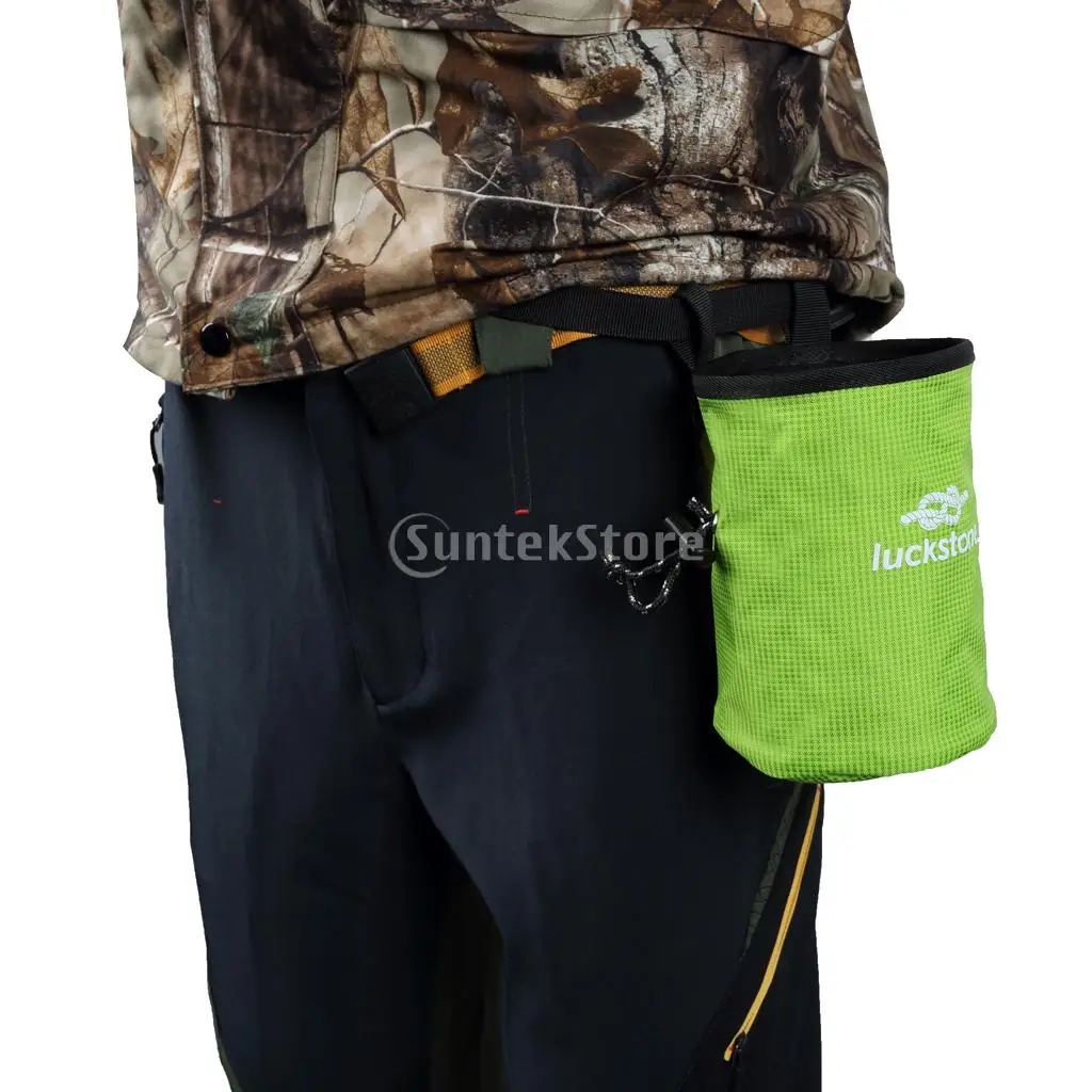 Large Gymnastics Rock Climbers Outdoor Climbing Chalk Bag with Drawstring Closure Adjustable Belt & Brush Slot