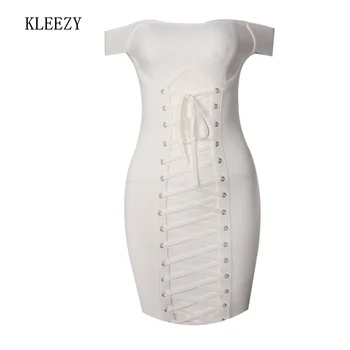 KLEEZY New Arrival Cross Lace Up Party Eveninig Slash Neck Off shoulder Bodycon Bandage Dress vestidos H2684
KLEEZY New Arrival Cross Lace Up Party Eveninig Slash Neck Off shoulder Bodycon Bandage Dress vestidos H2684