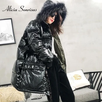 2018 Black Winter Hooded Down Cotton Padded Jacket For Women Loose Long Big Real Raccoon Fur Thick Black Shiny Parka AS868
2018 Black Winter Hooded Down Cotton Padded Jacket For Women Loose Long Big Real Raccoon Fur Thick Black Shiny Parka AS868