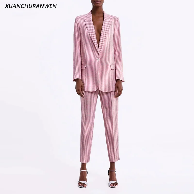 Fashion Slim Plaid Blazer Suits Spring V neck One Button Blazer High Waist Zipper Pants Sets Women Suit Sets XZ2004 2003
Fashion Slim Plaid Blazer Suits Spring V neck One Button Blazer High Waist Zipper Pants Sets Women Suit Sets XZ2004 2003
